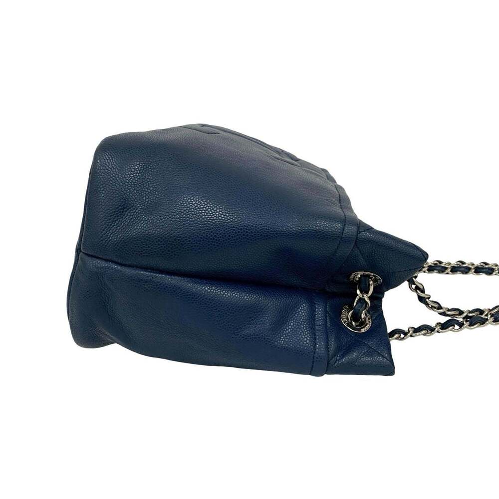 CHANEL Blue Caviar Leather Logo Tote Bag - Picture 6 of 10